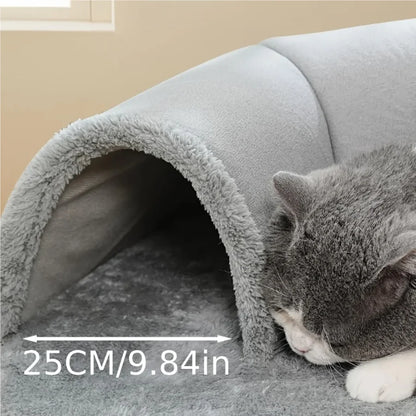 MC THE BLACK DIAMOND Cozy Cat Tunnel Bed and Play Mat for small animals, featuring a soft, enclosed habitat accessory with tunnel design.