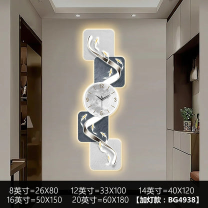 Modern Home Wall Decor Nine Fish Picture Wall Clock Living Room Corridor Mute Clock Painting Advanced Art LED Luminescent Mural - https://mohammadcollection.com