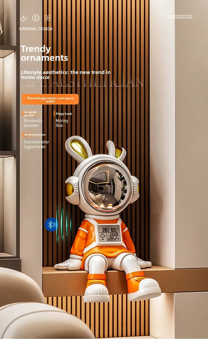 Astronaut Rabbit Sitting Desk Decoration Nordic Luxury Living Room Entrance TV Cabinet Decorative Figurines Housewarming Gift - 𝕄𝕮 𝕋𝕙𝕖 𝔹𝕝𝕒𝕔𝕜 𝔻𝕚𝕒𝕞𝕠𝕟𝕕