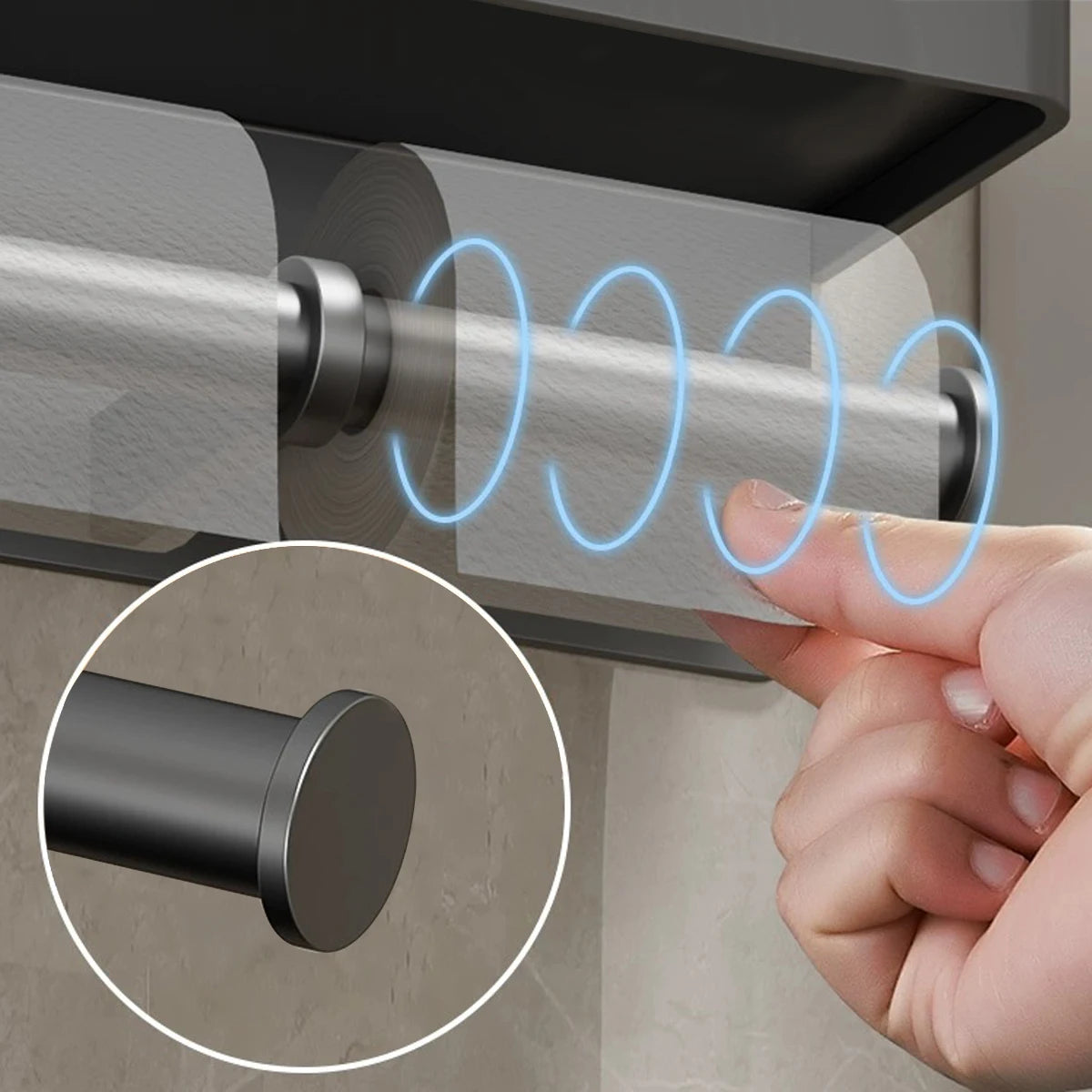 Aluminum Alloy Paper Holder Wall-Mounted Toilet Roll Paper Holder No Drilling Bathroom Kitchen Paper Holder - https://mohammadcollection.com