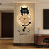 MC THE BLACK DIAMOND Nordic retro style cat wall clock with LED light, creative luminous wall art for living room decor.