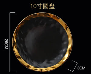 assiette noire de 10 pouces