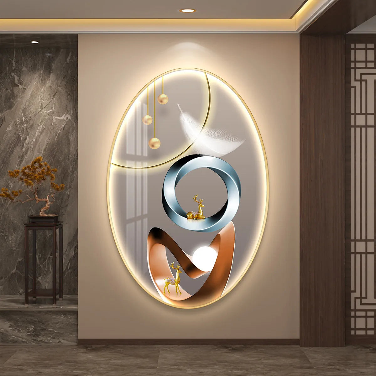Light Luxury Wall Art Nine Fish Picture Entrance Wall Decor Aesthetic High End Living Room Corridor Luminous LED Light Painting - 𝕄𝕮 𝕋𝕙𝕖 𝔹𝕝𝕒𝕔𝕜 𝔻𝕚𝕒𝕞𝕠𝕟𝕕