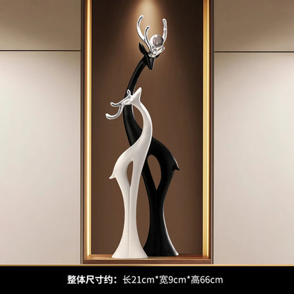 Modern Simple Home Decor Couple Deer Figurine Ornament Light Luxury Living Room TV Cabinet Entrance Desk Decoration Wedding Gift - 𝕄𝕮 𝕋𝕙𝕖 𝔹𝕝𝕒𝕔𝕜 𝔻𝕚𝕒𝕞𝕠𝕟𝕕