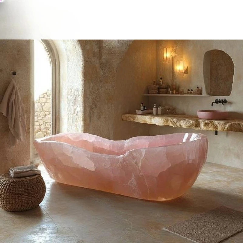 Irregular pink agate bathtubs for custom apartments and villas - https://mohammadcollection.com