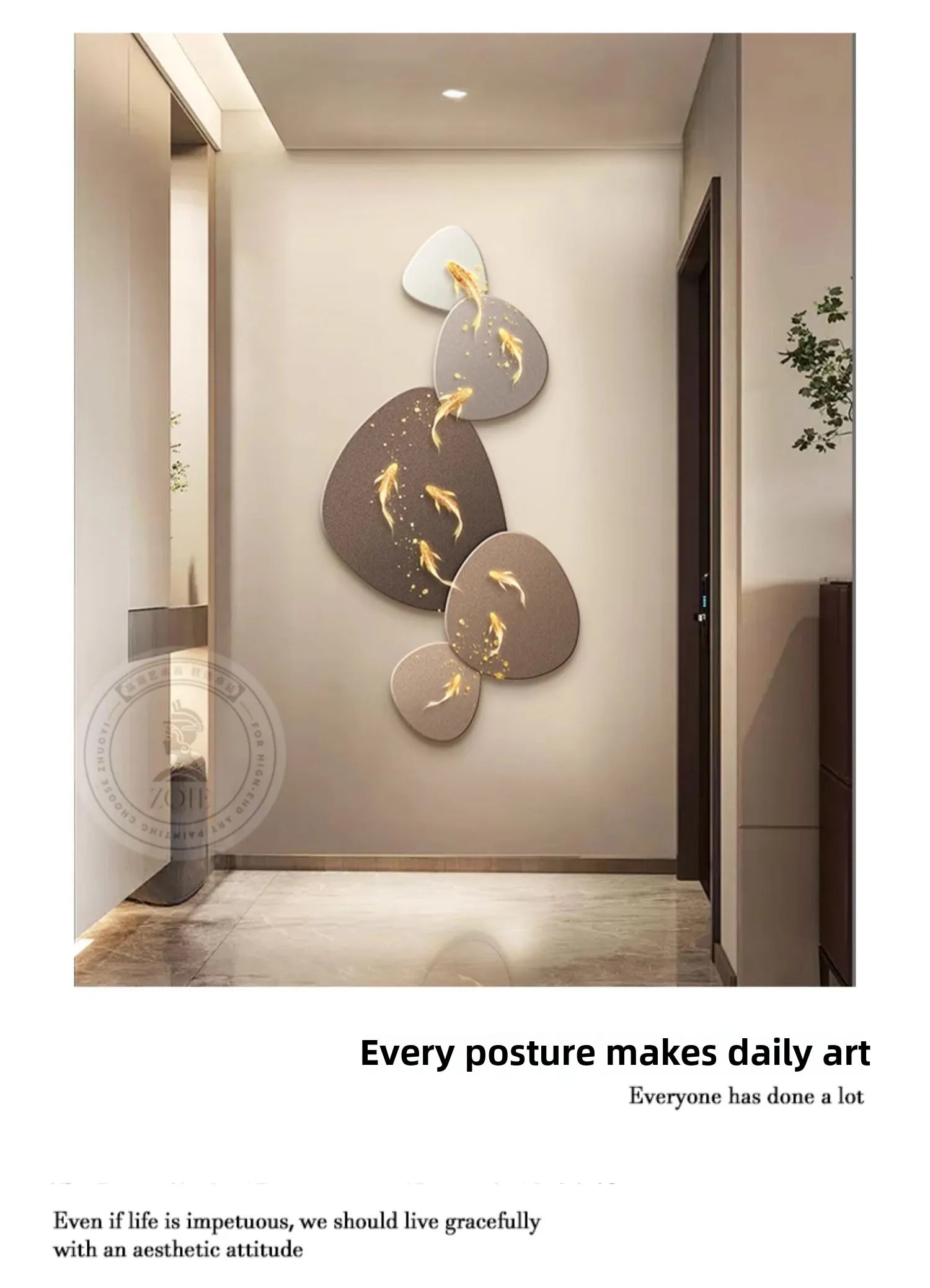 Home Art Decor Nine Fish Map Lamp painting Light Luxury Corridor Aisle Wall Decoration Luminous Murals High-end Hanging Painting - 𝕄𝕮 𝕋𝕙𝕖 𝔹𝕝𝕒𝕔𝕜 𝔻𝕚𝕒𝕞𝕠𝕟𝕕