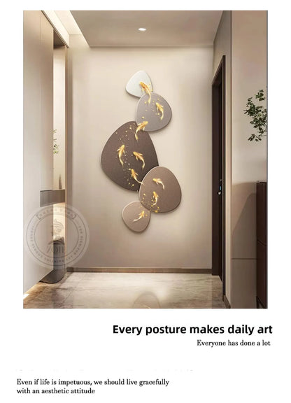 Home Art Decor Nine Fish Map Lamp painting Light Luxury Corridor Aisle Wall Decoration Luminous Murals High-end Hanging Painting - 𝕄𝕮 𝕋𝕙𝕖 𝔹𝕝𝕒𝕔𝕜 𝔻𝕚𝕒𝕞𝕠𝕟𝕕