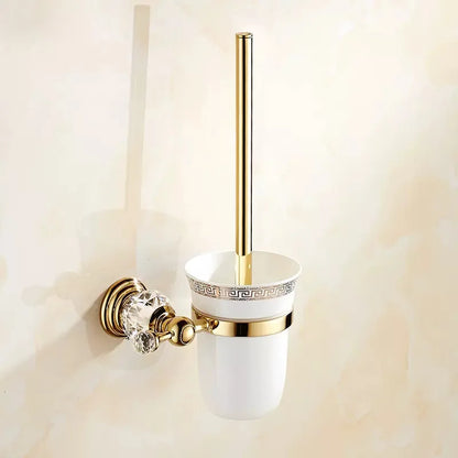 Luxury Gold Polished Brass Bathroom Accessories Set - Wall-Mounted Crystal Bath Hardware Collection - https://mohammadcollection.com