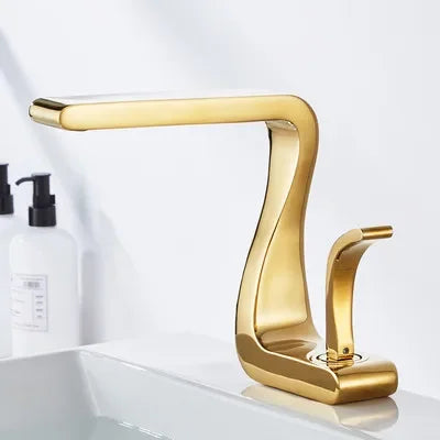 Luxury White Gold Bathroom Mixer Tap Brass Wash Basin Faucet Hot and Cold Water Sink Retro Faucet  Single Hole Faucet Bathroom - https://mohammadcollection.com