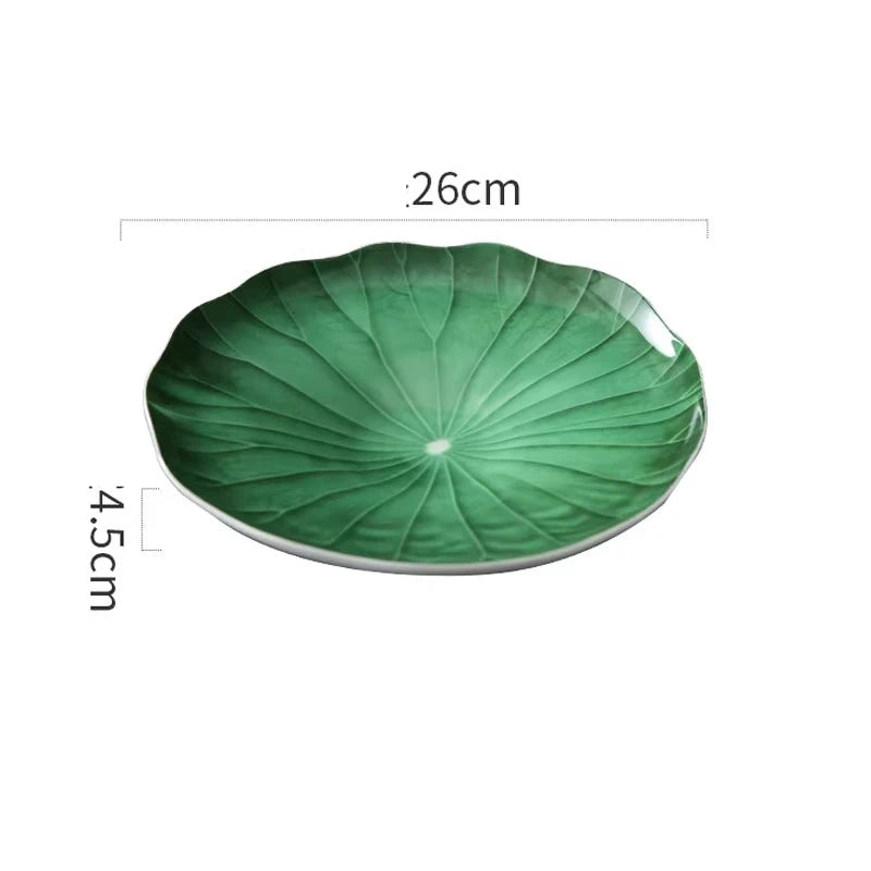 Unique Green Lotus Leaf Plate H