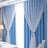 2 Panel Blue Romantic Sheer Girls Curtains Double-Layer Princess Curtains Hollow Stars Blackout Curtains Star Ins Gauze Curtains - https://mohammadcollection.com