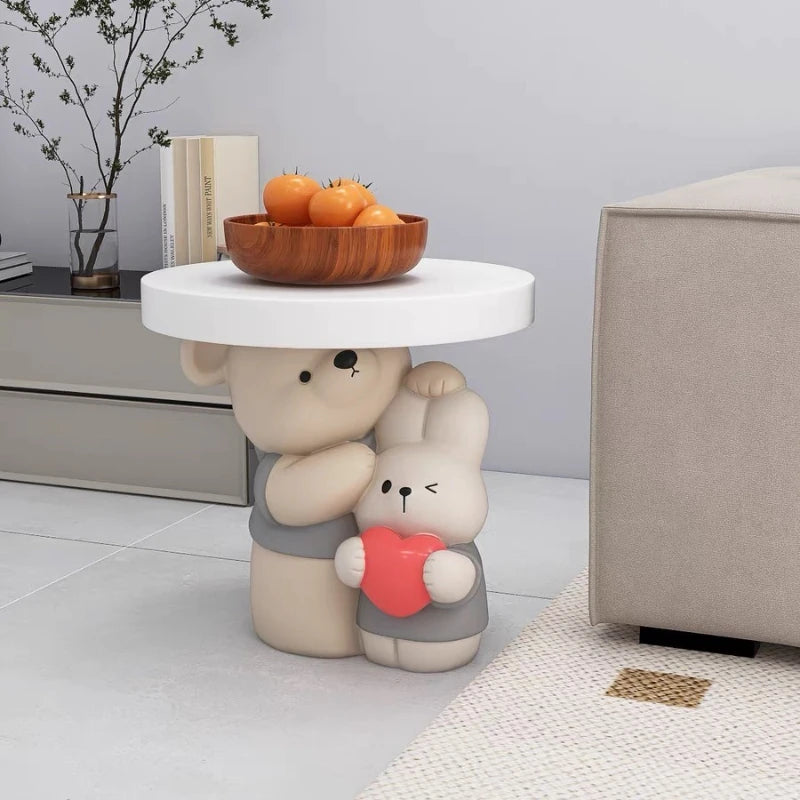 Cream Style Home Decor Parent-child Bear Statue Coffee Table Creative Livingroom Sofa Side Table Bedroom Bedside Table Furniture - 𝕄𝕮 𝕋𝕙𝕖 𝔹𝕝𝕒𝕔𝕜 𝔻𝕚𝕒𝕞𝕠𝕟𝕕
