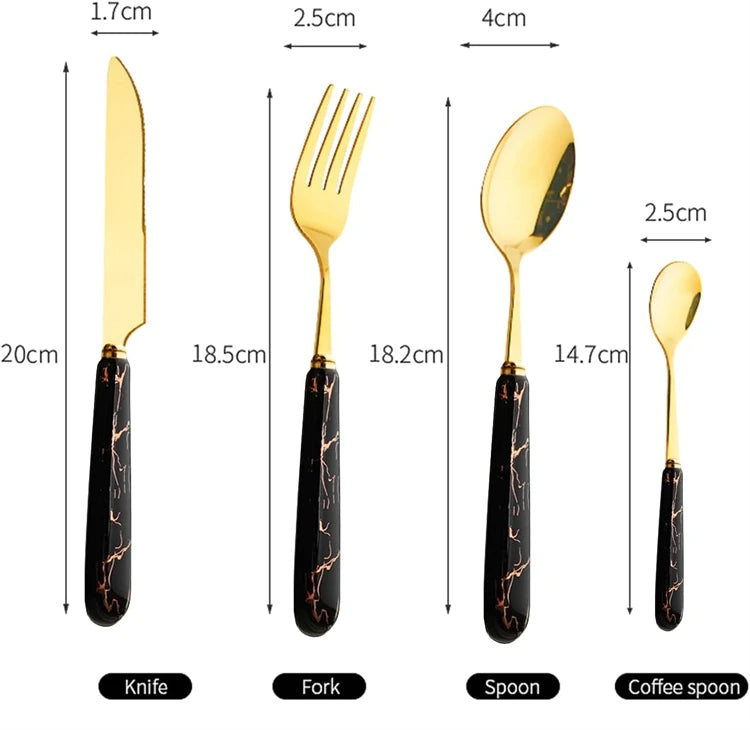 Stainless steel LMETJMA 24-piece flatware set with knives, forks, and spoons for six, by 𝕄𝕔 𝕋𝕙𝕖 𝔹𝕝𝕒𝕔𝕜 �