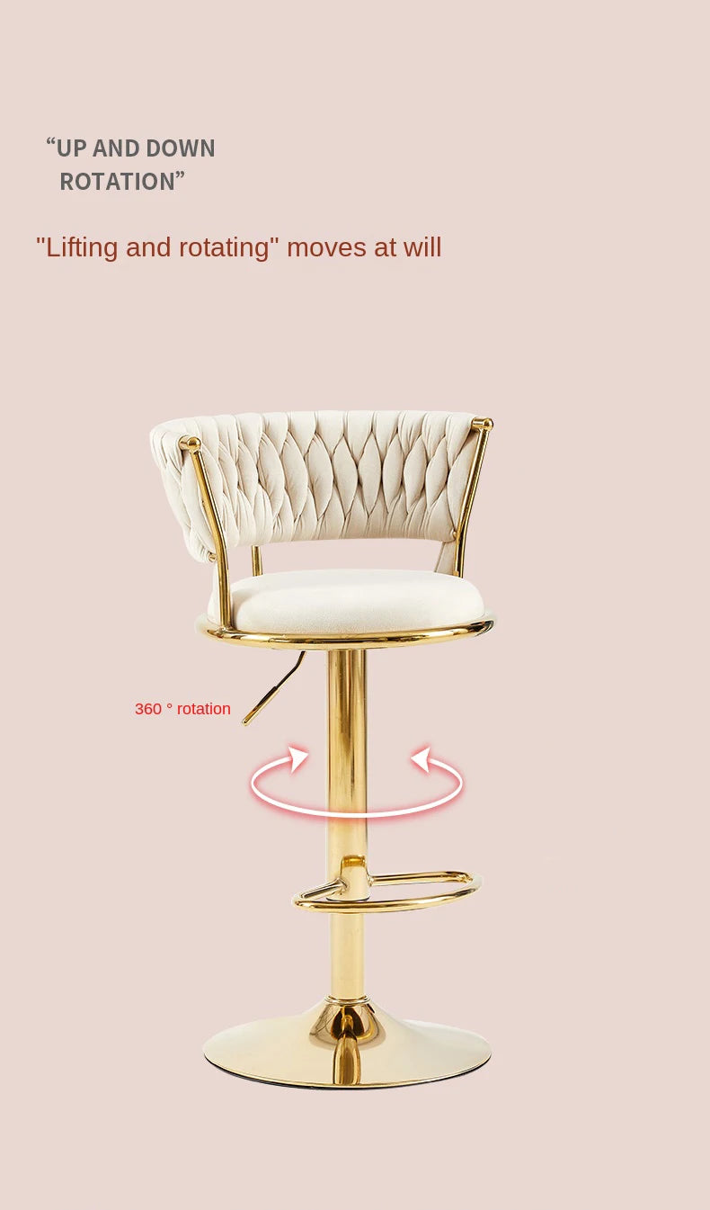 Rotating Lifting Bar Chair, High Foot Stool, Nordic Furniture, Backrest, Velvet Bar Stool, Bar Stools For Kitchen, Counter Stool - 𝕄𝕮 𝕋𝕙𝕖 𝔹𝕝𝕒𝕔𝕜 𝔻𝕚𝕒𝕞𝕠𝕟𝕕