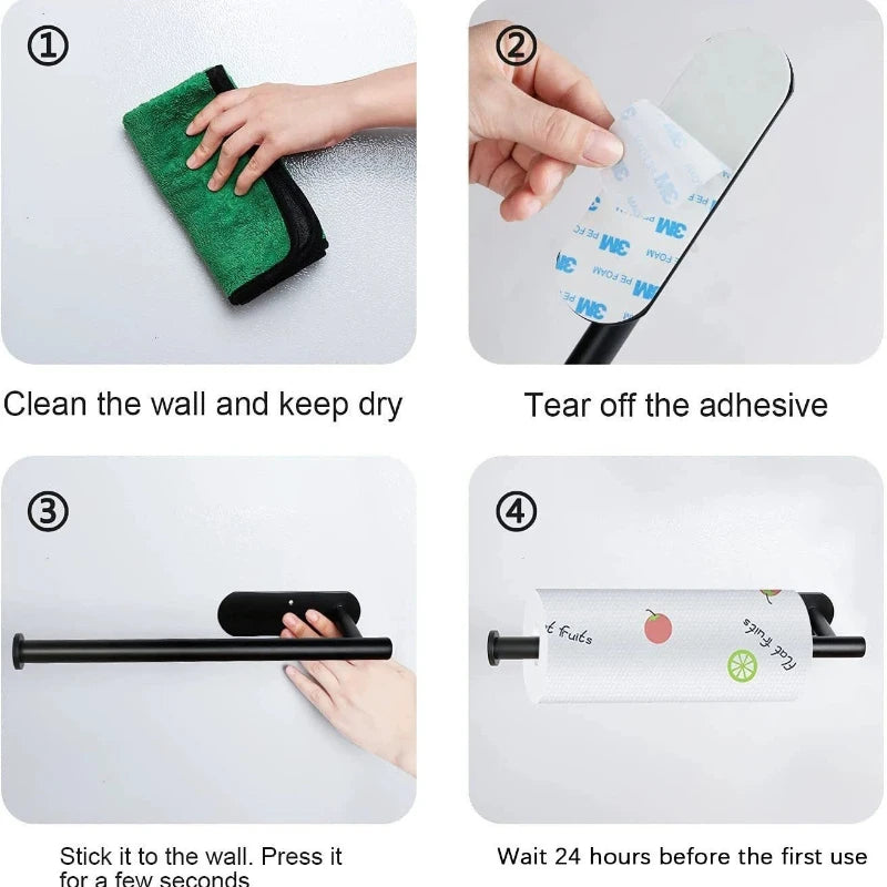 Self-Adhesive Under Cabinet Paper Towel Holders for Kitchen Paper Towels Available in Adhesive Screws Stainless Steel - https://mohammadcollection.com