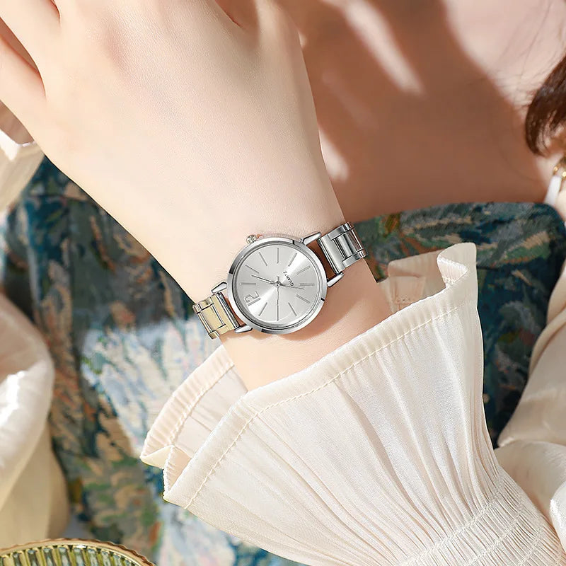 Two luxury women's watches with simple dials and hollow straps from 𝕄𝕔 𝕋𝕙𝕖 𝔹𝕝𝕒𝕔𝕜 𝔻𝕚𝕒𝕞�
