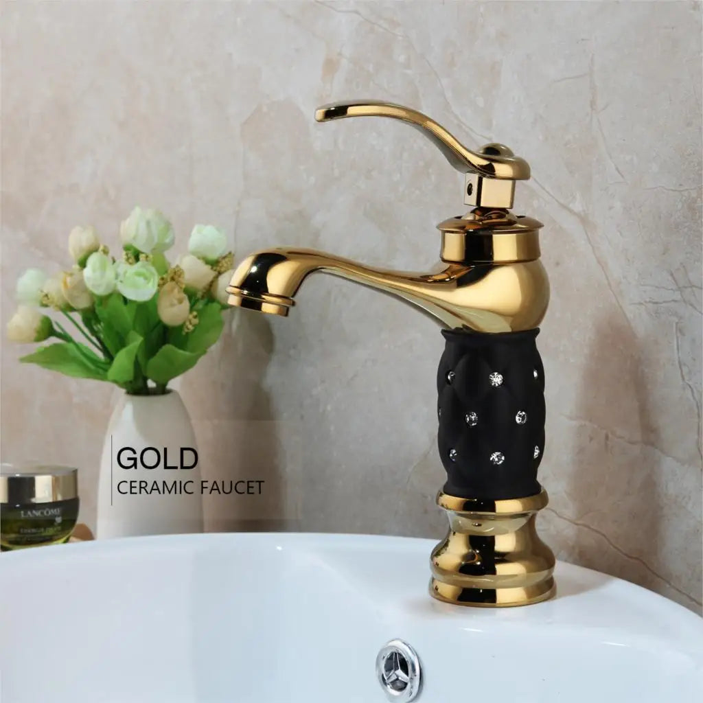 MC  Gold Polished Counter Top Bathroom Faucet