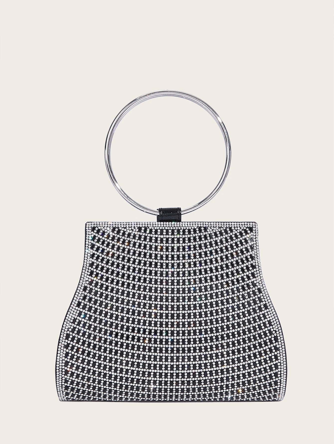 Women's MC THE BLACK DIAMOND rhinestone evening handbag with diamond embellishments, stylish hand bag for special occasions.
