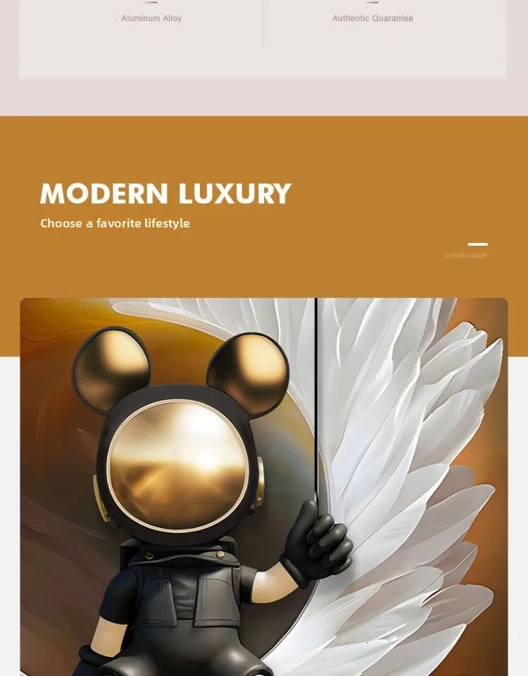 Modern art astronaut wall decor with LED lamp, luminous painting for living room or corridor, by MC THE BLACK DIAMOND