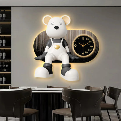 Creative Living Room Decoration Wall Clock Modern Design Cartoon Bear LED Clock Wall Painting Children Room Clock Luminous Mute - 𝕄𝕮 𝕋𝕙𝕖 𝔹𝕝𝕒𝕔𝕜 𝔻𝕚𝕒𝕞𝕠𝕟𝕕