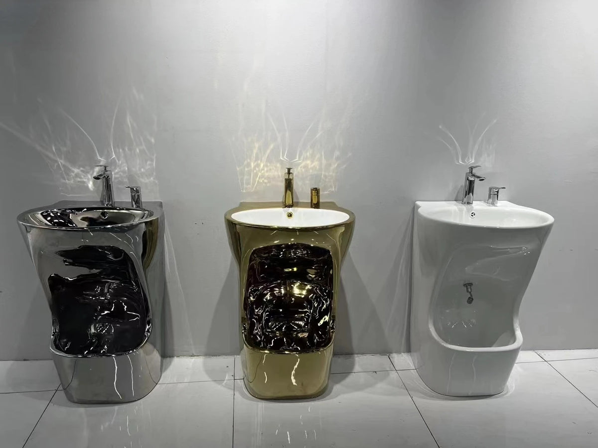 Modern high-gloss veneer square ceramic foot basin from MC THE BLACK DIAMOND, with a non-slip base, for stylish bathroom use.