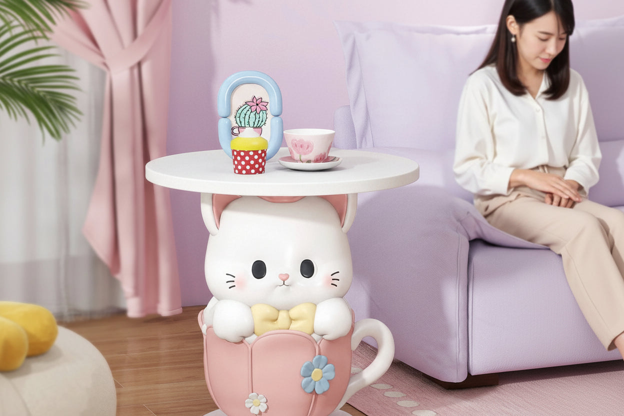Creative Cartoon Coffee Table Simple Cute Cat Shape Sofa Side Tables Home Living Room Corner Tables Bedroom Bedside Shelf - https://mohammadcollection.com