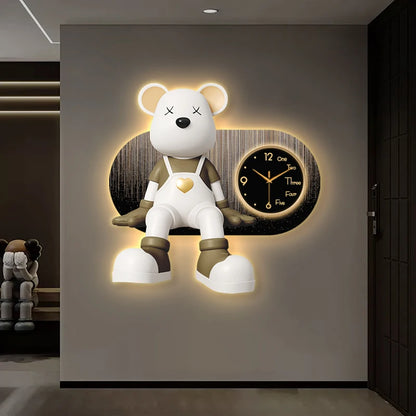 Creative Living Room Decoration Wall Clock Modern Design Cartoon Bear LED Clock Wall Painting Children Room Clock Luminous Mute - 𝕄𝕮 𝕋𝕙𝕖 𝔹𝕝𝕒𝕔𝕜 𝔻𝕚𝕒𝕞𝕠𝕟𝕕