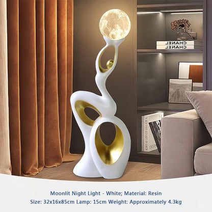 Home Decor Sculpture Figurines Decoration Accessories Dancing Life Moon Lantern Landing Ornament Living Room Resin Animal Statue - https://mohammadcollection.com