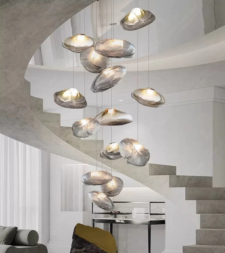 MC THE BLACK DIAMOND stair chandelier pendant light with Nordic design, ideal for living rooms and bedrooms.