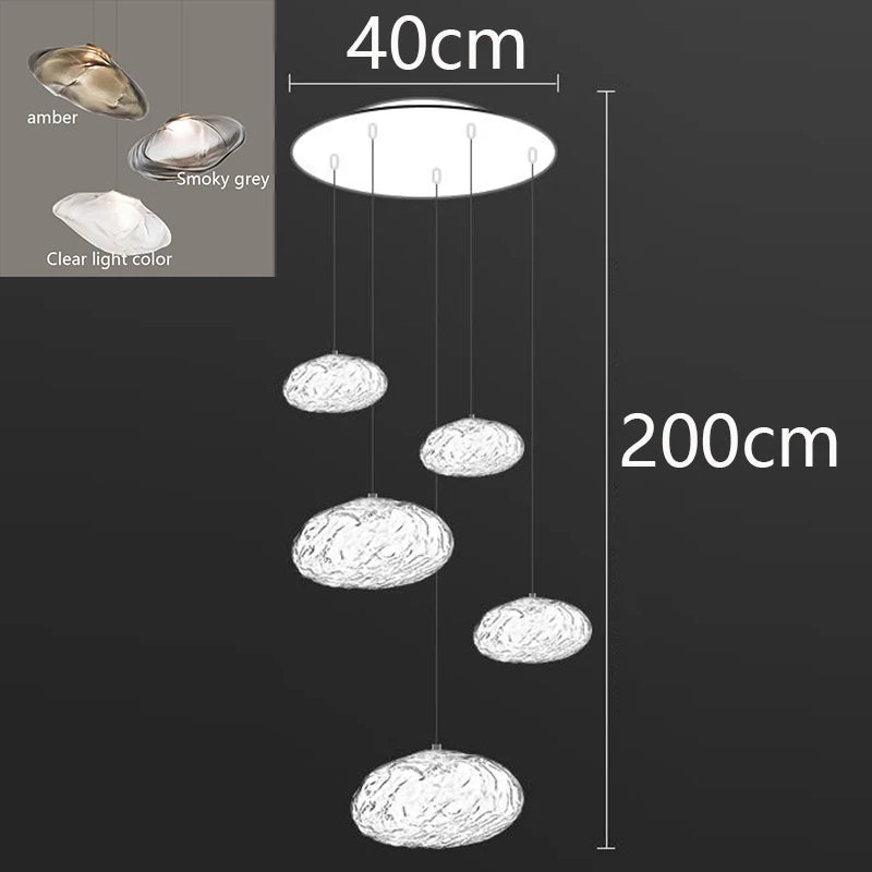 MC THE BLACK DIAMOND Nordic pendant light chandelier for stairways and living rooms, modern home decor fixture.