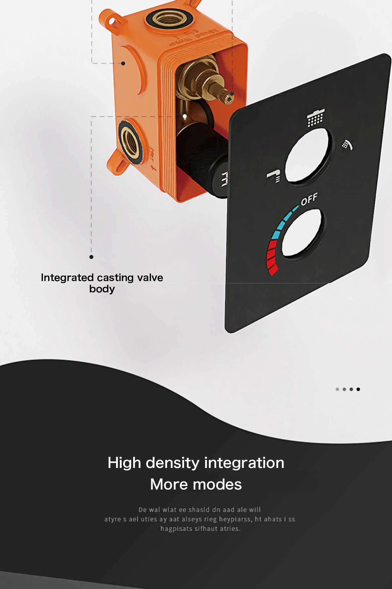 Black MC THE BLACK DIAMOND luxury shower system with wall-mounted design, LED display, and dual control for hot and cold water.