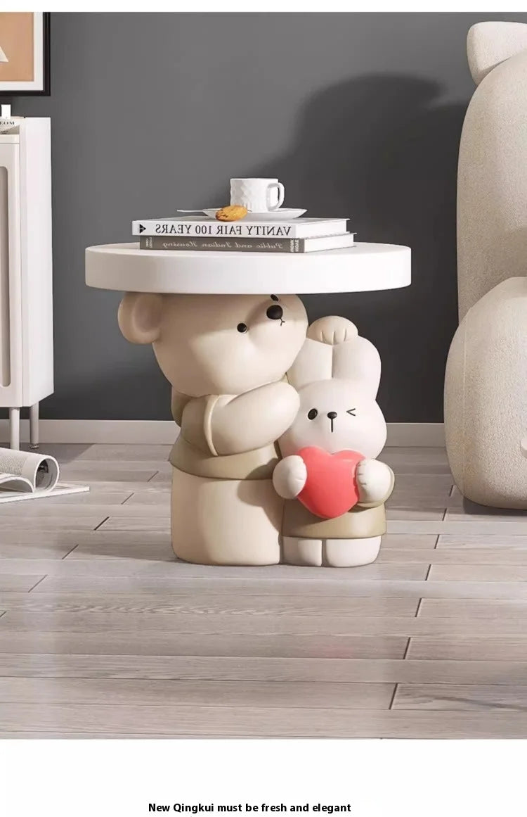 Cream Style Home Decor Parent-child Bear Statue Coffee Table Creative Livingroom Sofa Side Table Bedroom Bedside Table Furniture - 𝕄𝕮 𝕋𝕙𝕖 𝔹𝕝𝕒𝕔𝕜 𝔻𝕚𝕒𝕞𝕠𝕟𝕕