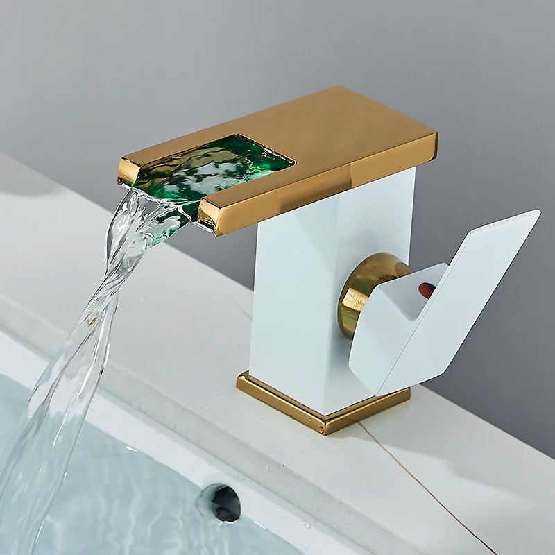 MC THE BLACK DIAMOND luxury LED black basin faucet with single handle, tall and short bath tap for hot and cold water.