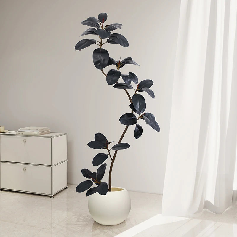 Artificial green rubber plant tree with black gold accents, realistic fake plant for home or office decor by 𝕄𝕔 𝕋𝕙𝕖 𝔹𝕝𝕒𝕔𝕜 𝔻𝕚�