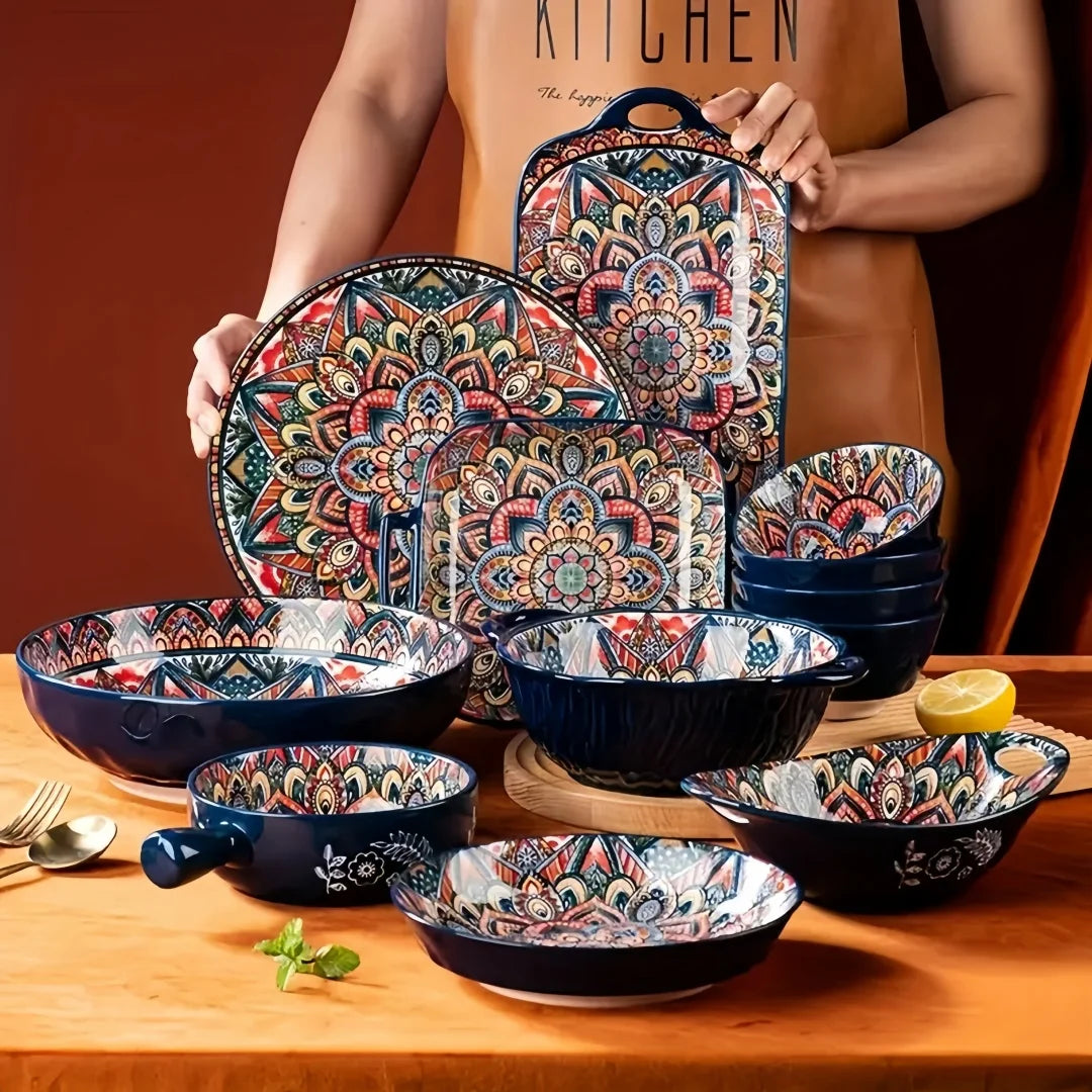 MC Bohemian ceramic plate 7-piece set