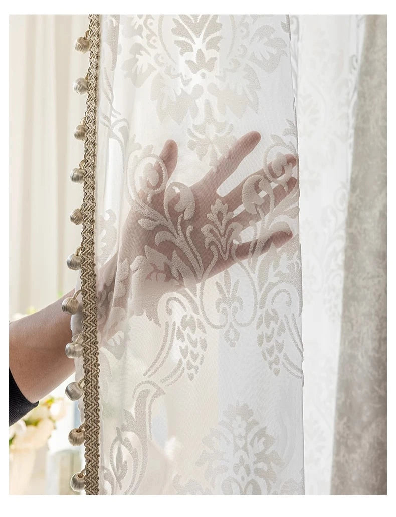 New Relief Jacquard Beige Chenille Curtains for Living Rooms Bedrooms Balconies Villas Custom Window Screens Valance - https://mohammadcollection.com