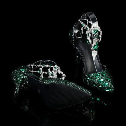 Bling Luxury Handmade Full Rhinestones Women Pumps Fashion Diamonds Crystal Pendant Banquet High heels Party Prom Wedding Shoes - https://mohammadcollection.com
