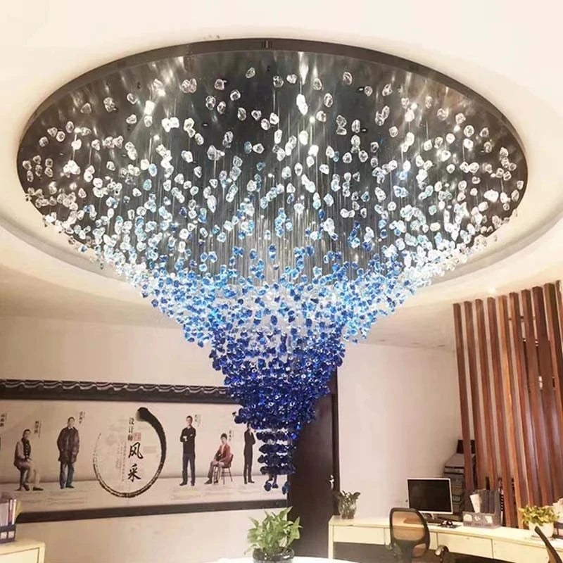 Modern Stone Crystal LED Chandelier Large Staircase Luxury Ceiling Pendant Light Home Decor Cristal Glass Suspension Lamps - https://mohammadcollection.com