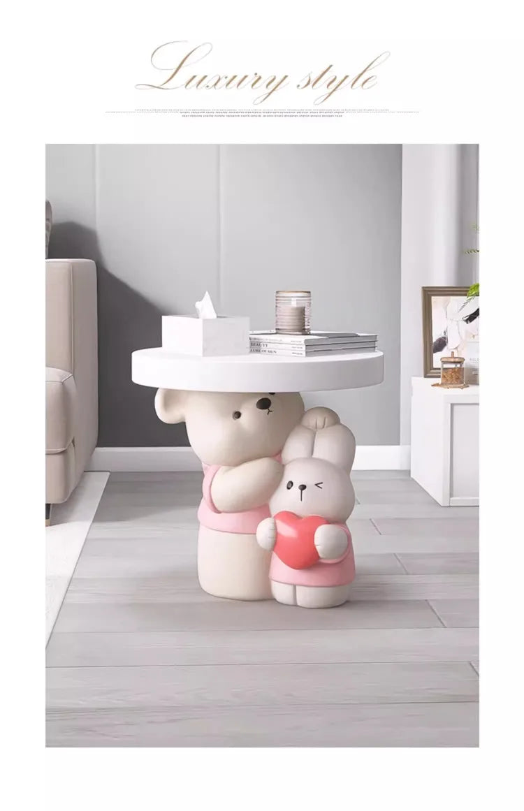 Cream Style Home Decor Parent-child Bear Statue Coffee Table Creative Livingroom Sofa Side Table Bedroom Bedside Table Furniture - 𝕄𝕮 𝕋𝕙𝕖 𝔹𝕝𝕒𝕔𝕜 𝔻𝕚𝕒𝕞𝕠𝕟𝕕