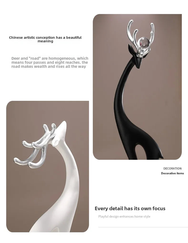 Modern Simple Home Decor Couple Deer Figurine Ornament Light Luxury Living Room TV Cabinet Entrance Desk Decoration Wedding Gift - 𝕄𝕮 𝕋𝕙𝕖 𝔹𝕝𝕒𝕔𝕜 𝔻𝕚𝕒𝕞𝕠𝕟𝕕