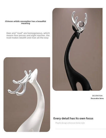 Modern Simple Home Decor Couple Deer Figurine Ornament Light Luxury Living Room TV Cabinet Entrance Desk Decoration Wedding Gift - 𝕄𝕮 𝕋𝕙𝕖 𝔹𝕝𝕒𝕔𝕜 𝔻𝕚𝕒𝕞𝕠𝕟𝕕