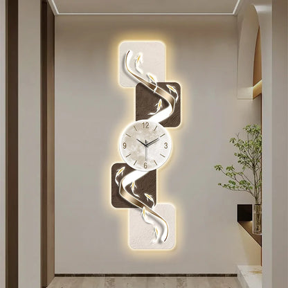 Modern Home Wall Decor Nine Fish Picture Wall Clock Living Room Corridor Mute Clock Painting Advanced Art LED Luminescent Mural - https://mohammadcollection.com