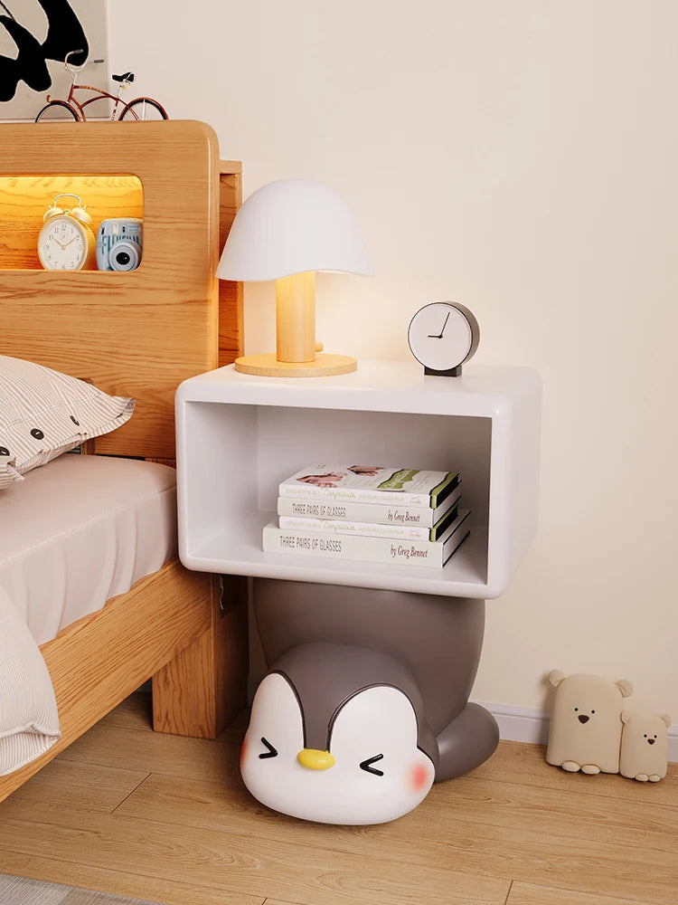 Cute penguin-themed bedside table by MC THE BLACK DIAMOND, small children&
