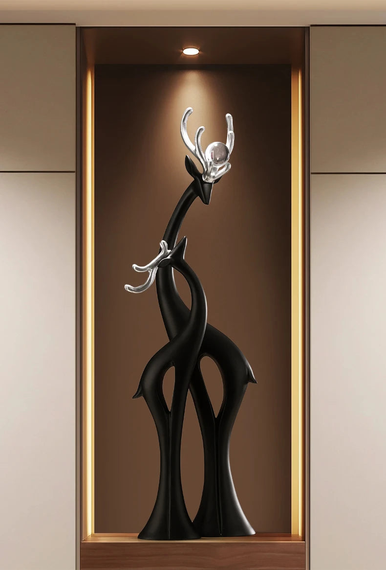 Modern Simple Home Decor Couple Deer Figurine Ornament Light Luxury Living Room TV Cabinet Entrance Desk Decoration Wedding Gift - 𝕄𝕮 𝕋𝕙𝕖 𝔹𝕝𝕒𝕔𝕜 𝔻𝕚𝕒𝕞𝕠𝕟𝕕