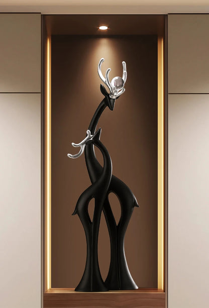 Modern Simple Home Decor Couple Deer Figurine Ornament Light Luxury Living Room TV Cabinet Entrance Desk Decoration Wedding Gift - 𝕄𝕮 𝕋𝕙𝕖 𝔹𝕝𝕒𝕔𝕜 𝔻𝕚𝕒𝕞𝕠𝕟𝕕