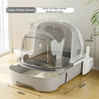 Extra-large MC THE BLACK DIAMOND semi-enclosed drawer style cat litter box with high sides and easy access.