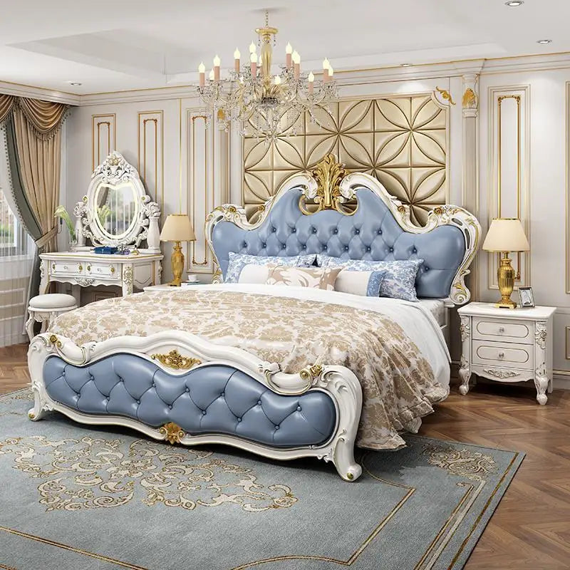 Modern Bedroom Set Home Furniture French Style Solid Wood Bed Luxury Bed Frame King Size Beds - https://mohammadcollection.com