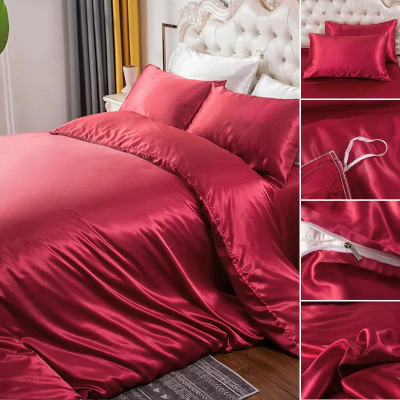 Soft silky textured comforter cover from Mc The Black Diamonds, featuring a bedsheet with a smooth, luxurious finish and subtle pattern.