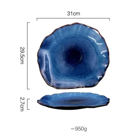 Deep blue ceramic flat plate by 𝕄𝕔 𝕋𝕙𝕖 𝔹𝕝𝕒𝕔𝕜 𝔻𝕚𝕒𝕞𝕠𝕟�