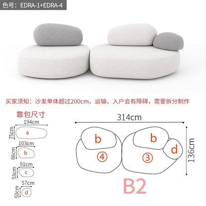 Creative Sofa Light Luxury Italian Pebble Fabric Compression Sofa Special-shaped Living Room New Sponge Rock Sofa Bed - https://mohammadcollection.com